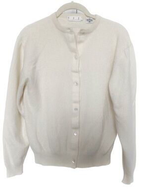 TSE 100% Cashmere Cardigan Ivory Cream Button Front -Size M- Classic Minimalist